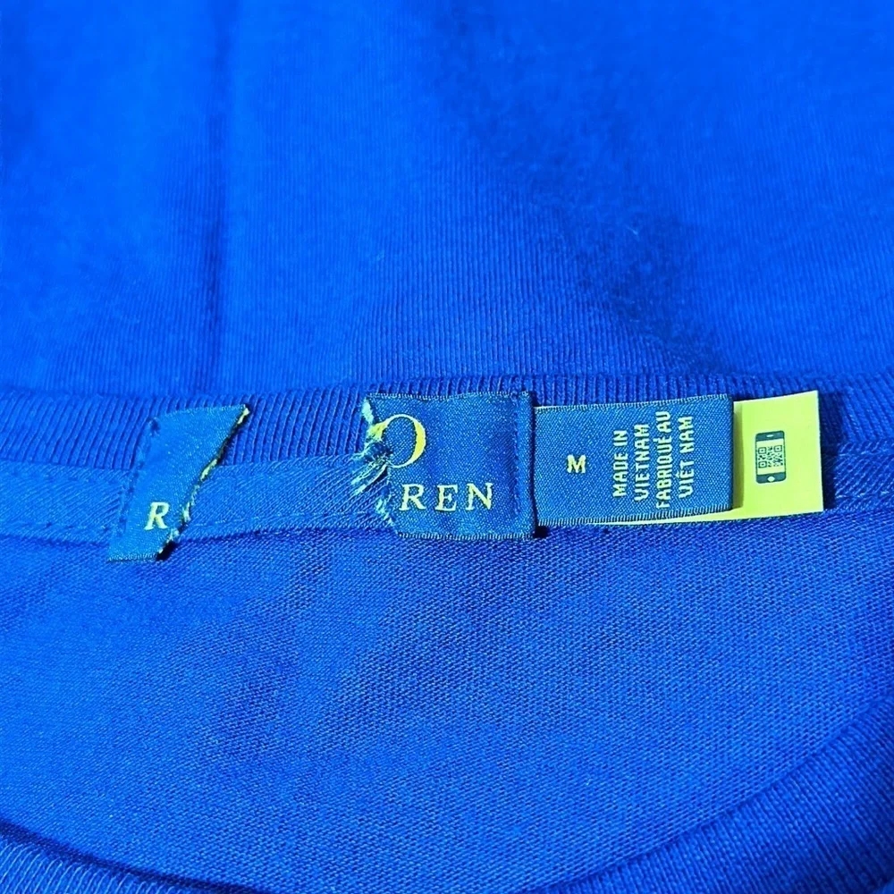 Polo Ralph Lauren Short Sleeve Crew Neck P Letter Graphic Logo T-Shirt- Blue - M